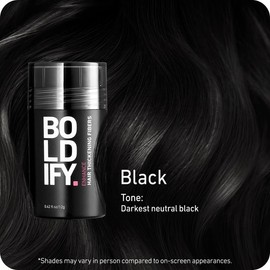 BOLDIFY Hair Thickening Fibers - Fill In Thinning and Fine Hair for an Instantly Fuller, Thicker Look - 14 Shades for Women & Men:_Black_28 g