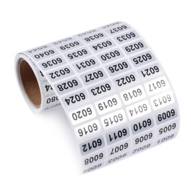Skweawert 6001-7000 Consecutive Number Inventory Stickers Self Adhesive Waterproof Labels Office Warehouse Numbering Classification Black Printing on Silver Sticker 0.79 x 0.38 Inch