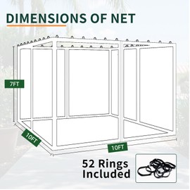Hiviva Replacement Gazebo Mosquito Netting 10' x 10',Universal Netting for Canopy Tent,4-Panel with Zipper for Outdoor Patio,Backyard (Mosquito Net Only,Black)