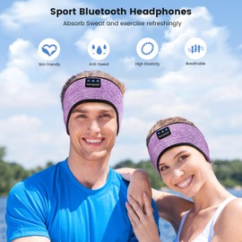ink-topoint Sleep Headphones,Bluetooth Sport Headband Wireless Music Sleeping Headphones with HD Stereo Sound Speakers Long Time Play for Travel Office Workout Yoga (Purple)
