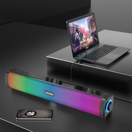 YXHDZ Touch Control Computer Speakers, Bluetooth Speakers for Computer Desktop PC with Colorful RGB Lighting, USB Powered Gaming Speakers with 3.5mm Aux Cable for Monitor Laptop Tablet