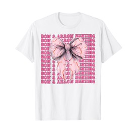 Bow & Arrow Hunting Hunter Girl Coquette Bow Pink Ribbon T-Shirt