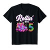 Kids 5th Birthday Shirt Girl Five 5 Year Old Roller