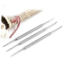 Healvian 3pcs Double Ended Toe Nail Tool Silver Nail Cleaning Instrument for Ingrown and Care Multifunctional Pedicure Tools for Home and