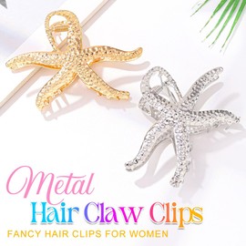 Banatra Starfish Claw Clips Gold Large Metal Hair Clips Beach Hair Accessories for Women and Girls