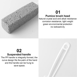 WADY Bloque para Limpieza De WC Piedra De Limpieza De Pómez Natural 2pcs, Escobilla De Baño De Piedra Pómez con Mango Colgante, para Limpieza Baño/Inodor/Parrilla/Cuidado De Los Pies (Grey- 2pcs)