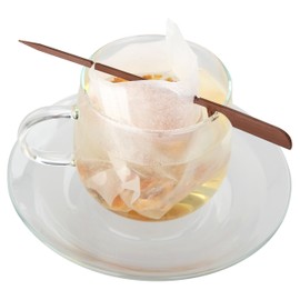 FACKELMANN 2 tea filter sticks + 40 filter bags, plastic, white brown, dimensions 10 x 7.5 cm, length of sticks approx. 14.5 cm