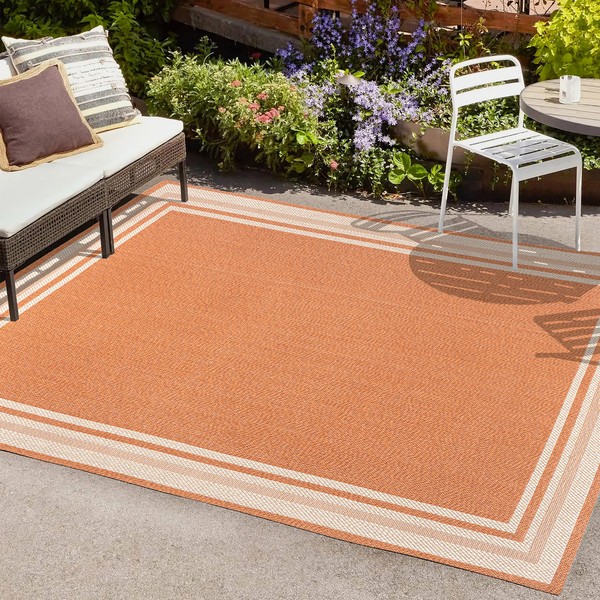 JONATHAN Y SMB201D-8 James Modern Border Stripe Indoor Outdoor Area