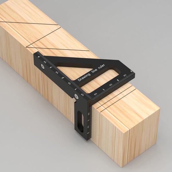 HFM 3D Multi-Angle Woodworking Square Measuring Ruler,45/90 Degree Aluminum Alloy