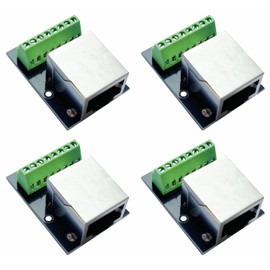 4PCS RJ45 Ethernet Single Female Terminal Connector Breakout Board, 2.54mm Pitch 8Pin RJ45 Screw Connector Board Shielded Network Adapter Terminal with PCB Board