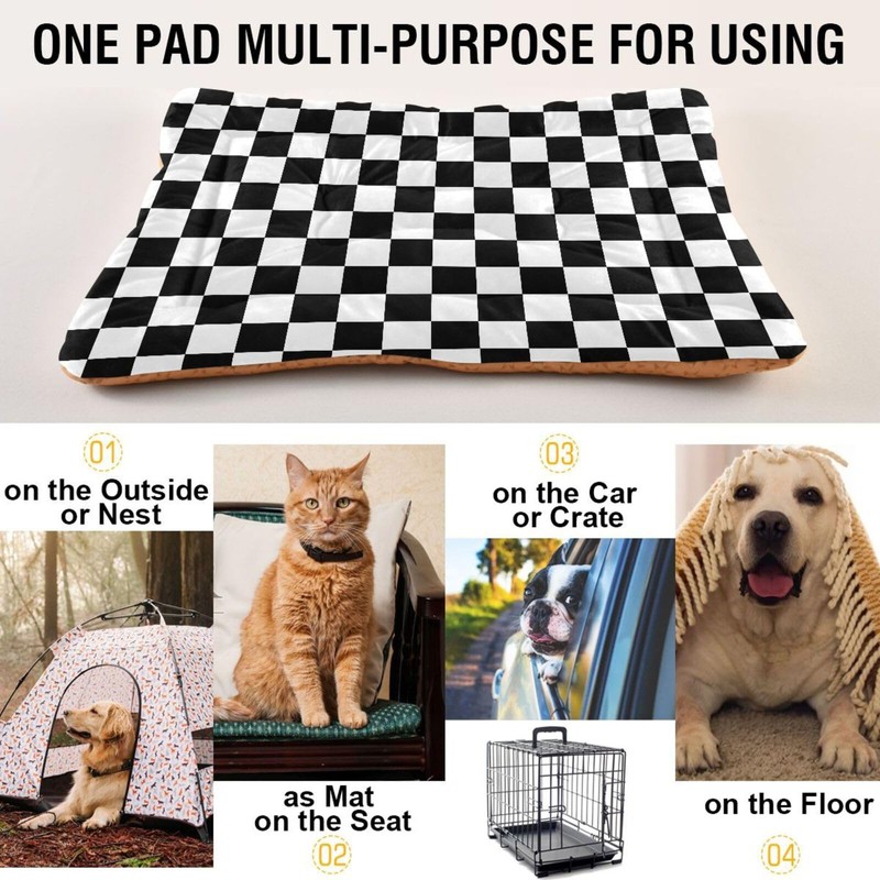 Coikll Checkerboard Pet Bed Pad Soft Dog Bed Mat with