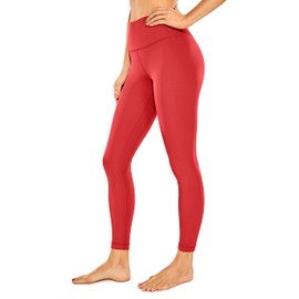 CRZ YOGA Women Naked Feeling Yoga Pants 25 Inches - 7/8 High Waisted Workout Leggings Crimson Small