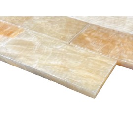 Tenedos Honey Onyx 3x6 Premium Polished Marble Subway Tile – Warm Yellow Tones with White Veins, Elegant for Backsplash, Wall, and Accent Use (8 Pcs, 1 Sqft)