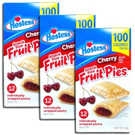 Tribeca Curations Hostess Snack Size 100 Calorie Mini Fruit Pies | 12 Count Box | Cherry | Pack of