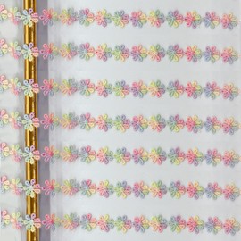 Cinta de margaritas, ribete de encaje de flores de margaritas, 0.5 pulgadas de ancho, ribete de tela bordada para apliques, manualidades, decoración de ropa