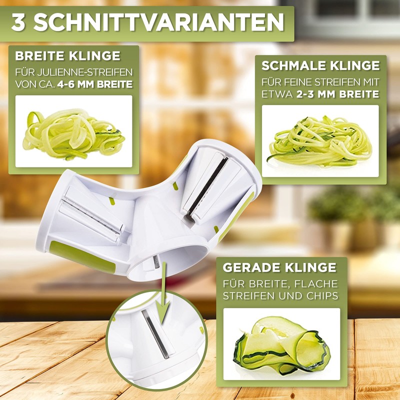 Cafendi Spiral Cutter - 3-in-1 Hand Spiral Cutter for Vegetable