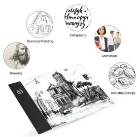 eecoo Kit de Almohadilla de Luz de Seguimiento de Dibujo de Diamante A6 LED Flip Books Kit de Flipbook A6 Caja de Luz LED Tablero de Dibujo a Mano Tablero LED Herramienta de Pintura Portátil(USB)