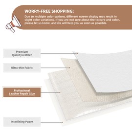 ONine Leather Repair Patch，Self-Adhesive Couch Patch，Available Anti Scratch Leather 5”X7.9”(12.7cm x 20cm) Peel and Stick for Sofas, Car Seats Hand Bags Jackets(Pearl White)