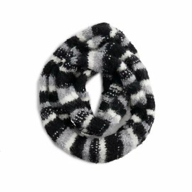 Cuddl Duds Womens Black White Gray Striped Cozy Chunky Knit Infinity Scarf New