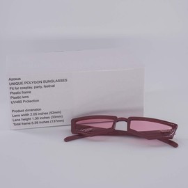 Azoxus Women Unique Small Irregular Polygon Costume Sunglasses Red