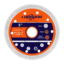 JIUNENG 5”Super Thin Diamond Tile Blade,Porcelain Saw Blade for Cutting Porcelain Tile Granite Marbles Works with Tile Saw and Angle Grinder (5inch)