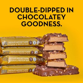 FULFIL Vitamin and Protein Bars, Hazelnut, Snack Sized Bar with 15 g Protein and 8 Vitamins Including Vitamin C, 12 Count
