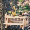 Relaxdays Squirrel Table, Wood, Squirrel Feeder with Corn Cob Holder,