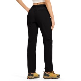 Rdruko Women's Hiking Pants Lightweight Quick Dry Water Resistant Cargo Outdoor Travel Pants Elastic Waist, Black, M