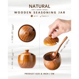 Hefild Jujube Wood Salt Container for Countertop, 6 Ounces Capacity Salt Cellar with Lid and Spoon, 3.3x3.5 inch Salt Box, Unique Salt Holder for Kitchen, Elegant Wooden Salt and Pepper Bowl