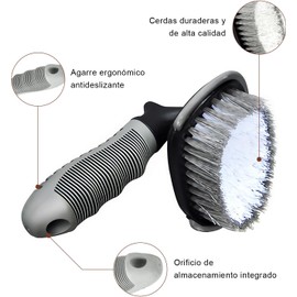 3PCS Cepillos de Llantas, Brochas para Detalla de Ruedas para Limpiar Neumáticos, con Brocha de Rueda, Cepillo de Cubo y Esponja Pulida de Neumáticos para Coches