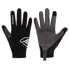 Santic Cycling Gloves Winter Gloves Bicycle Warm Full Finger Screen Touched for Men and Women Black M