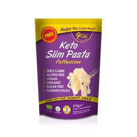 Eat Water Slim Pasta Fettuccine - Zero Carbohydrates & Low Calorie Diet, Made from Konjac Flour, Shirataki, Organic Keto Paleo Food, Suitable for Vegan | Ready to Eat 270g (Pack of 4)