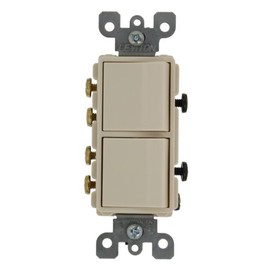 Leviton 5640-T 20 Amp, 120/277 Volt, Decora 3-Way / 3-Way AC Combination Switch, Commercial Grade, Grounding, Light Almond