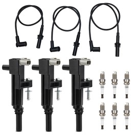 UF640 Ignition Coil & 4504 Double Iridium Spark Plug & 27738 Spark Plug Wire Set For 09-12 Dodge Ram 1500,Dakota,Durango,Nitro/Jeep Grand Cherokee,Liberty,Raider,Commander Replaces# 5C1709 5149199AA