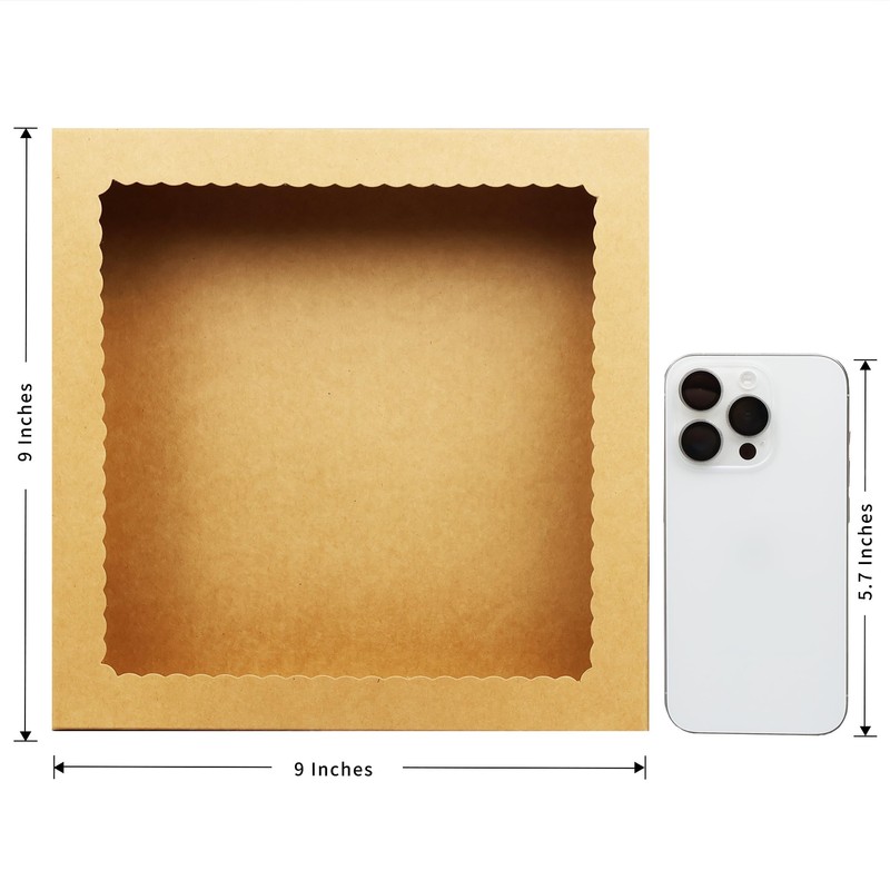 12pcs 9x9x2.5 Inches Brown Pie Box Bakery Boxes with Window