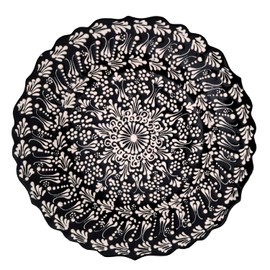 Ayennur Turkish Decorative Plate 9.85"(25cm) Handmade Ceramic Ornament For Home&Office Wall Hanging Decor (Dark blue)