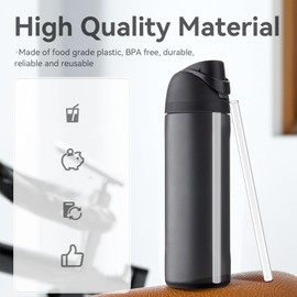 Owala Straw Replacement, 10pcs for Owala FreeSip 24 oz 32 oz Reusable Straws with Cleaning Brush for Owala Water Bottles, Tumbler Accessories Parts Dishwasher Safe Ullnosoo