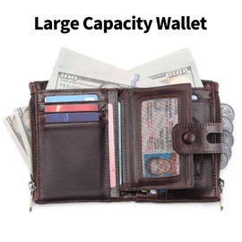 FALAN MULE Wallet for Men Large Capacity Genuine Leather Men Wallets RFID Blocking