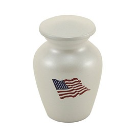 Red, White and Blue Flag Bronze Keepsake Urns - Extra Small - Holds Up to 3 Cubic Inches of Ashes - White Cremation Urn for Ashes