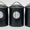 Darthome Black Tea Coffee Sugar Canisters Metal Airtight Lid Kitchen