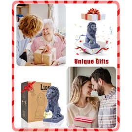 Nacome Solar Guardian Lion Garden Statue: Outdoor Decor Sculpture with Ball Lights for Yard Art Porch Patio - Unique Birthday Gifts for Women Mom