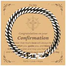 DARIN GIFT To My Brother Cuban Link Bracelet Gifts For Brother From Brother - God's Love Will Always Be There - Catholic Christian Baptism First Communion Confirmation Christmas Gifts