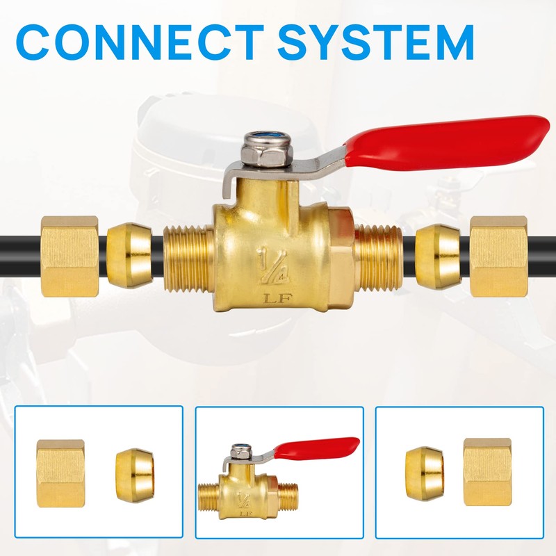 Breezliy Lead-Free Brass Mini Ball Valve Shut Off Switch,1/4 inch
