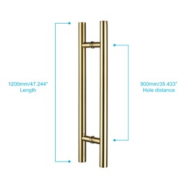 TOGU TG-6012 1200mm/48 inches Solid Standoffs Heavy-Duty SUS 304 Stainless Steel Push Pull Door Handles for Wood/Timber/Glass/Metal Front Doors, Barn Door Pulls, PVD Finish