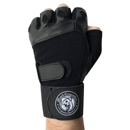 Guantes de gimnasio de composición muscular con soporte de muñeca para entrenamiento de gimnasio, crossfit, levantamiento de pesas, negro/blanco. Materiales de alta calidad. (negro, mediano)