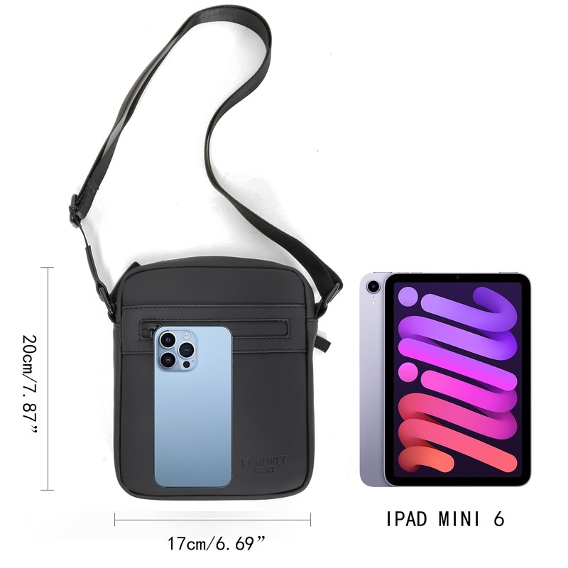 Lemuvlt Small Messenger Bag for Men PU Waterproof Crossbody Bag