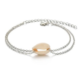 TseenYi Fashion Beach Shell Anklet Bracelet Boho Foot Chain Accessories Adjustable for Women and Girls (Silver)