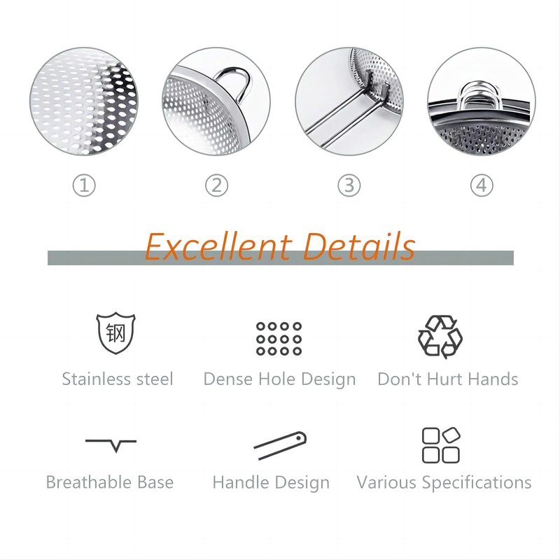 GREATLINK Stainless Steel Basin Colander with Handle Kitchen Strainer, Resting