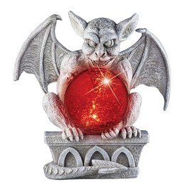 Collections Etc Hand-Painted Stone Detailed Gargoyle with Solar Powered Gazing Ball