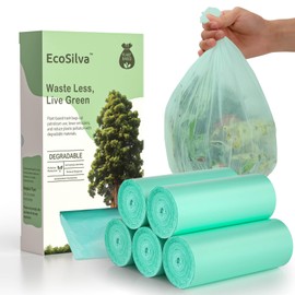 Small Compost Bags 2.6 Gallon Trash Bag, EcoSilva 125 Count Small Compost Bags for Countertop Bin, Compostable Trash Bags 2.6 Gallon Compostable Food Scrap Bag for Kitchen Bathroom Office
